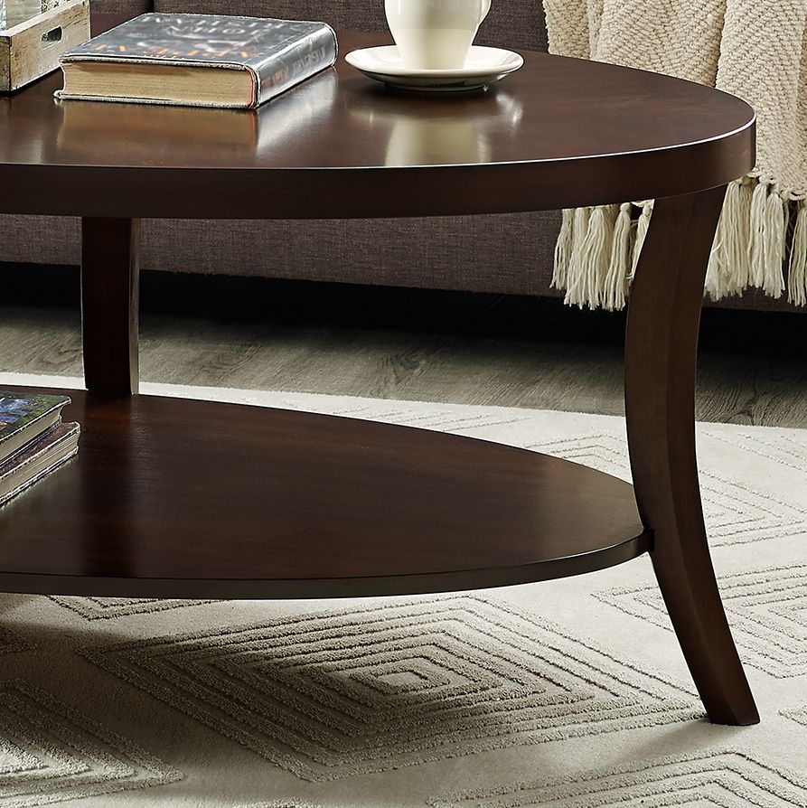 Perth Espresso Oval Coffee Table with Shelf image 3