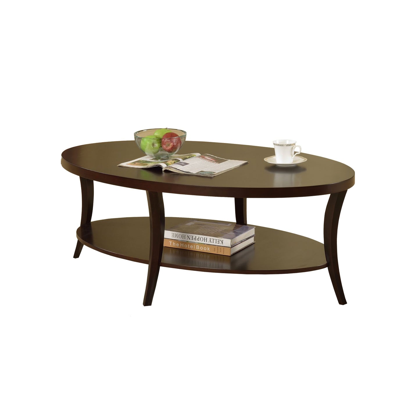 Perth Espresso Oval Coffee Table with Shelf image 5