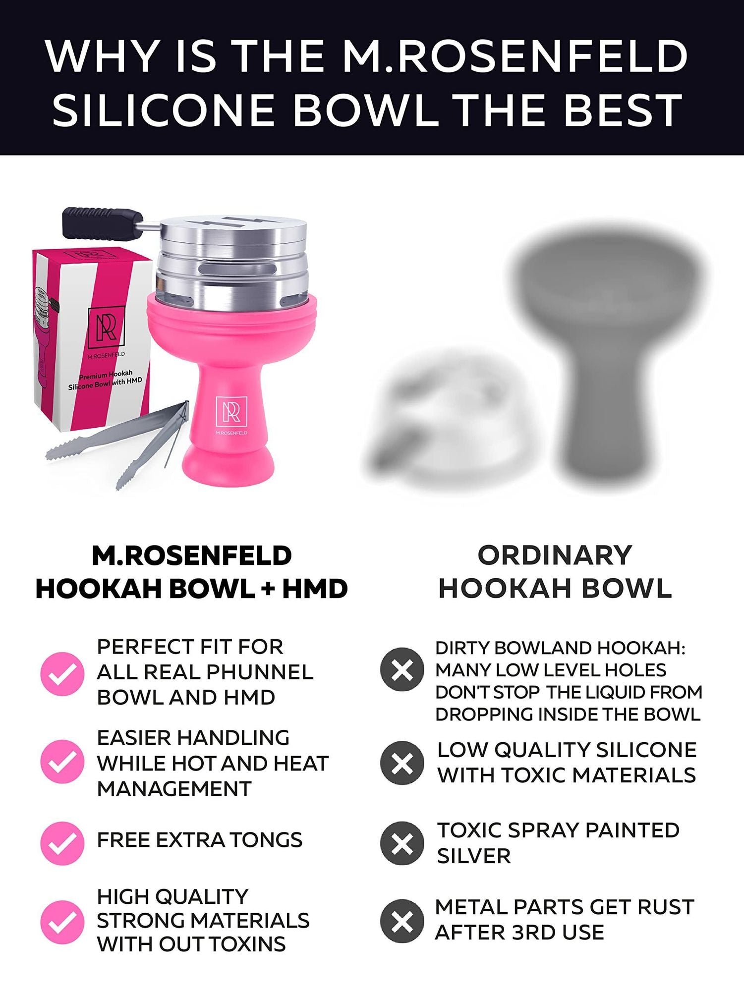 Pink Hookah Bowl Set Silicone Premium Shisha Bowl Phunnel Hookah Bowl Pink for Smoking with Hookah Tongs & Heat Manageme image 4