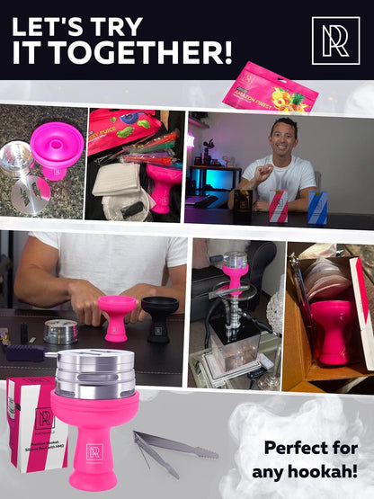 Pink Hookah Bowl Set Silicone Premium Shisha Bowl Phunnel Hookah Bowl Pink for Smoking with Hookah Tongs & Heat Manageme image 5