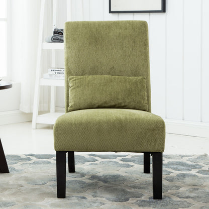 Pisano Contemporary Chenille Fabric Armless Accent Chair with Pillow, Green image 2