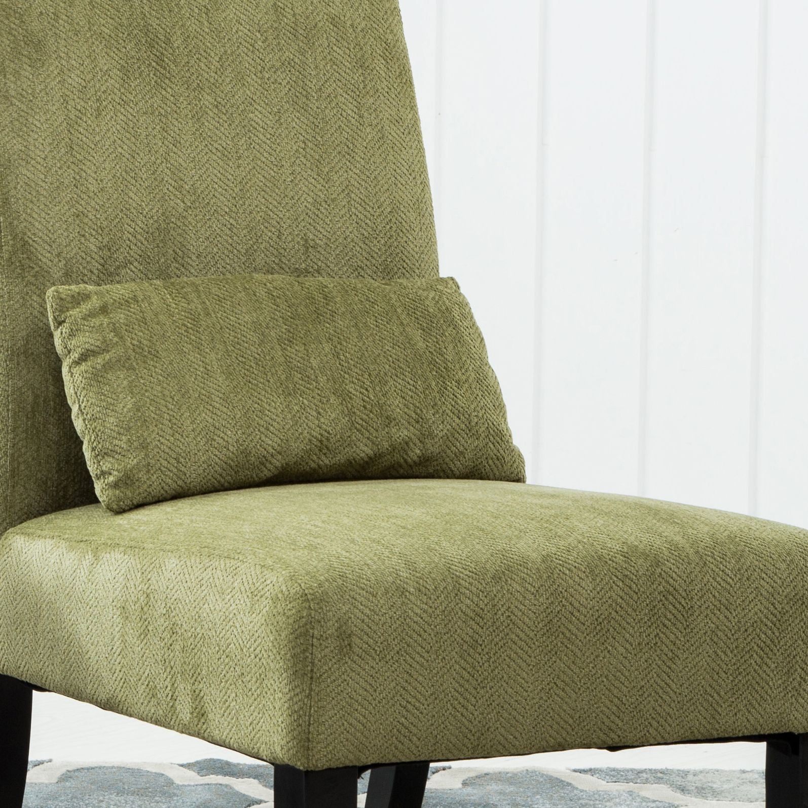 Pisano Contemporary Chenille Fabric Armless Accent Chair with Pillow, Green image 5