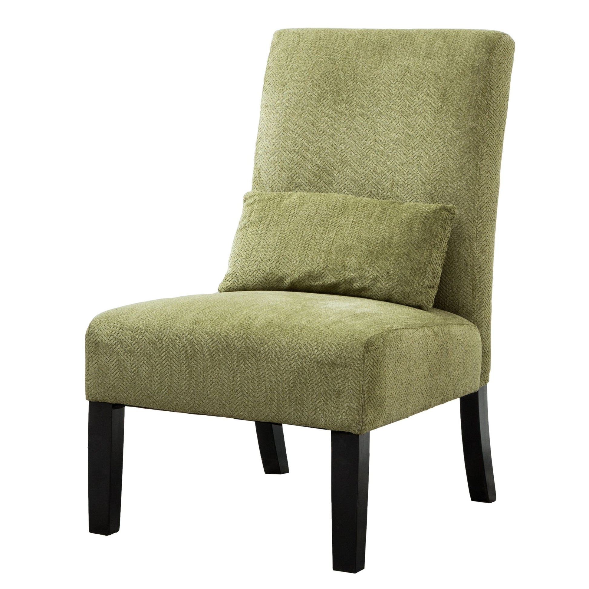 Pisano Contemporary Chenille Fabric Armless Accent Chair with Pillow, Green image 7
