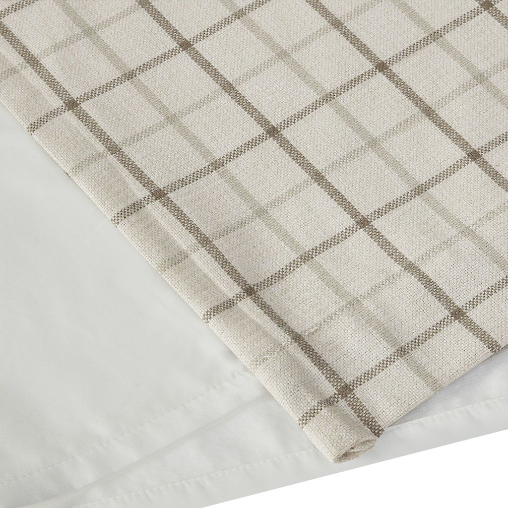 Plaid Rod Pocket and Back Tab Curtain Panel with Fleece Lining Natural 50x95" image 4