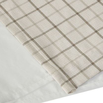Plaid Rod Pocket and Back Tab Curtain Panel with Fleece Lining Natural 50x95" image 4