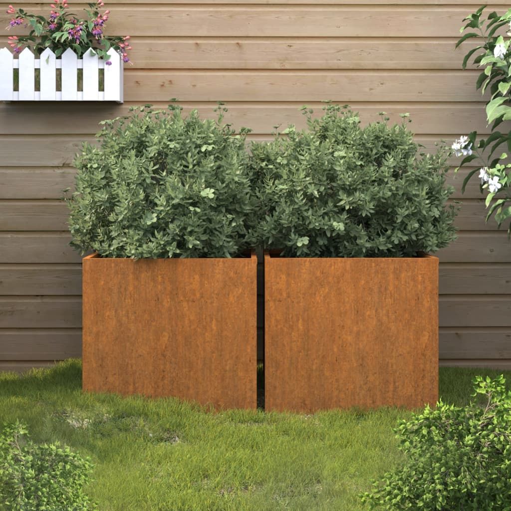 Planters 2 pcs 19.3"x18.5"x18.1" Corten Steel image 1