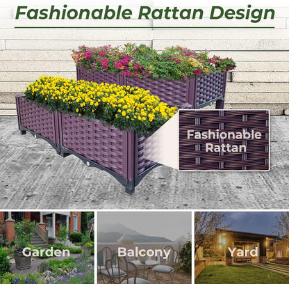Plastic Raised Garden Bed 4 Piece Planter Grow Boxes Planter Care Box Kit for Outdoor Indoor Plants Elevated Garden Boxe image 7