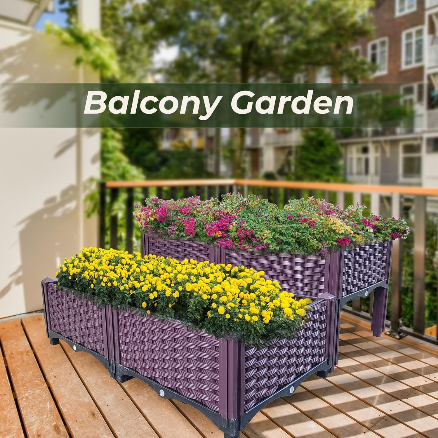 Plastic Raised Garden Bed 4 Piece Planter Grow Boxes Planter Care Box Kit for Outdoor Indoor Plants Elevated Garden Boxe image 3