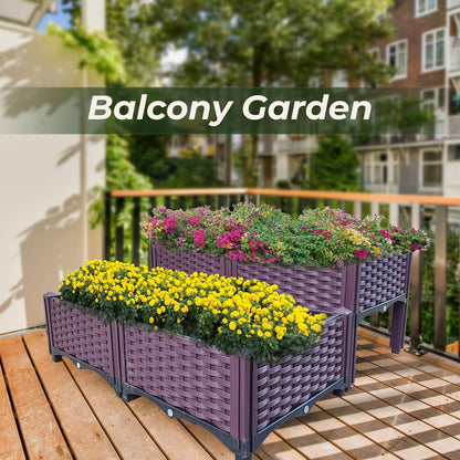 Plastic Raised Garden Bed 4 Piece Planter Grow Boxes Planter Care Box Kit for Outdoor Indoor Plants Elevated Garden Boxe image 3