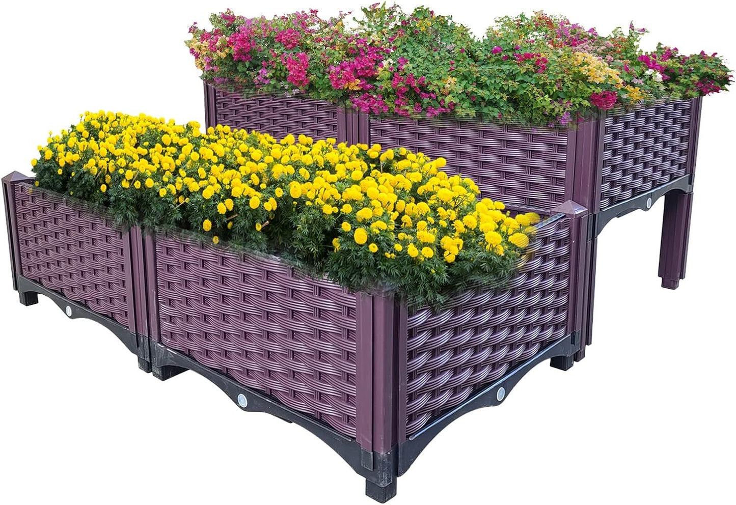 Plastic Raised Garden Bed 4 Piece Planter Grow Boxes Planter Care Box Kit for Outdoor Indoor Plants Elevated Garden Boxe image 1