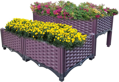 Plastic Raised Garden Bed 4 Piece Planter Grow Boxes Planter Care Box Kit for Outdoor Indoor Plants Elevated Garden Boxe image 1