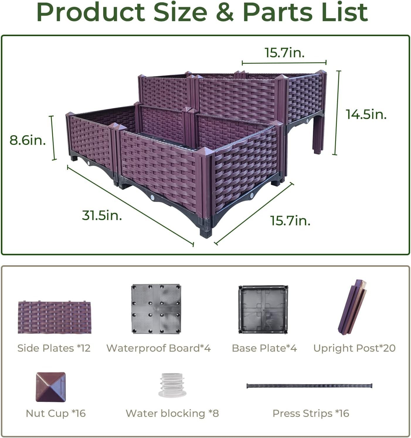 Plastic Raised Garden Bed 4 Piece Planter Grow Boxes Planter Care Box Kit for Outdoor Indoor Plants Elevated Garden Boxe image 2