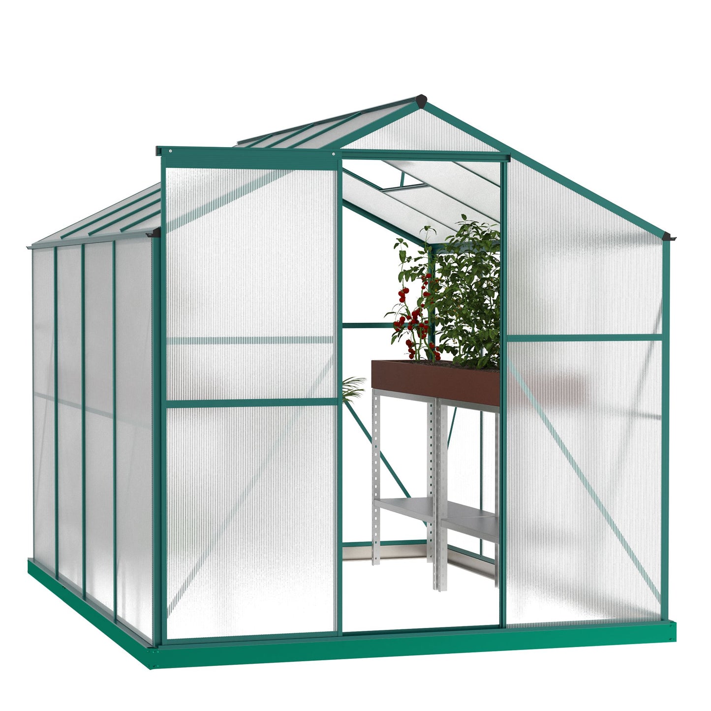 Polycarbonate Greenhouse,6'x 8' Heavy Duty Walk-in Plant Garden Greenhouse for Backyard/Outdoor image 1