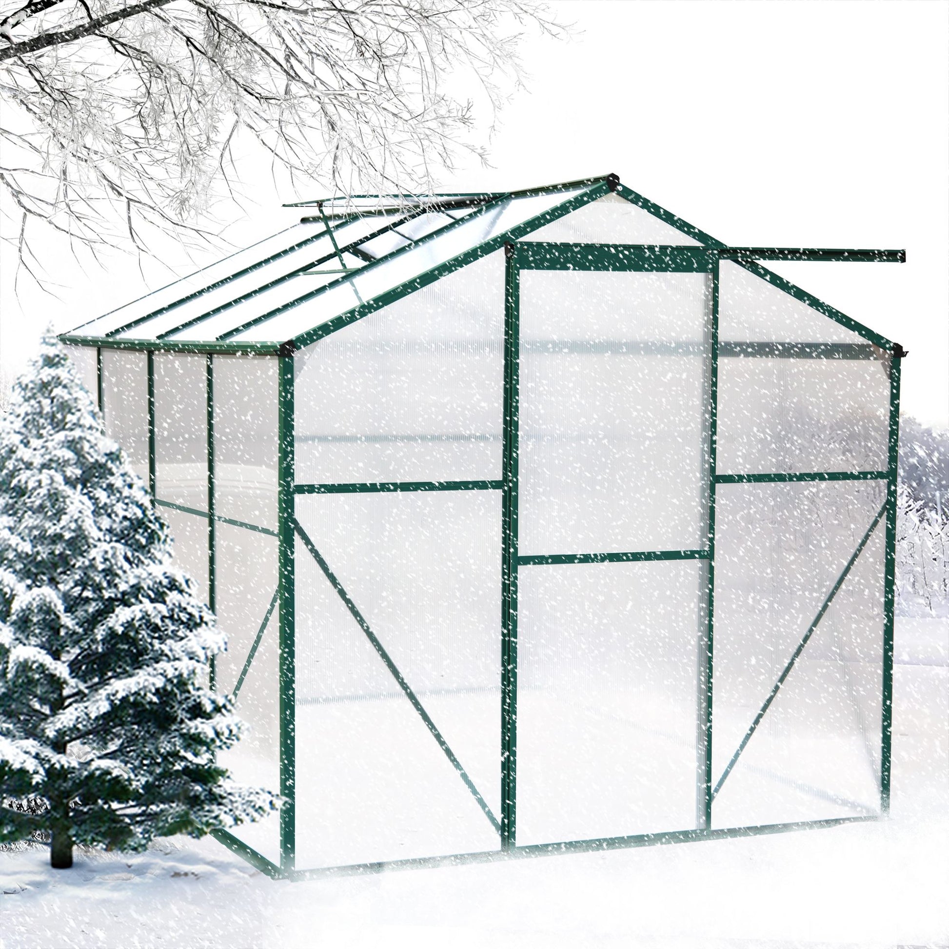 Polycarbonate Greenhouse,6'x 8' Heavy Duty Walk-in Plant Garden Greenhouse for Backyard/Outdoor image 7