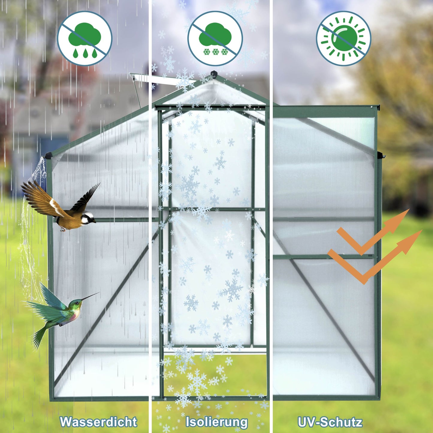 Polycarbonate Greenhouse,6'x 8' Heavy Duty Walk-in Plant Garden Greenhouse for Backyard/Outdoor image 3