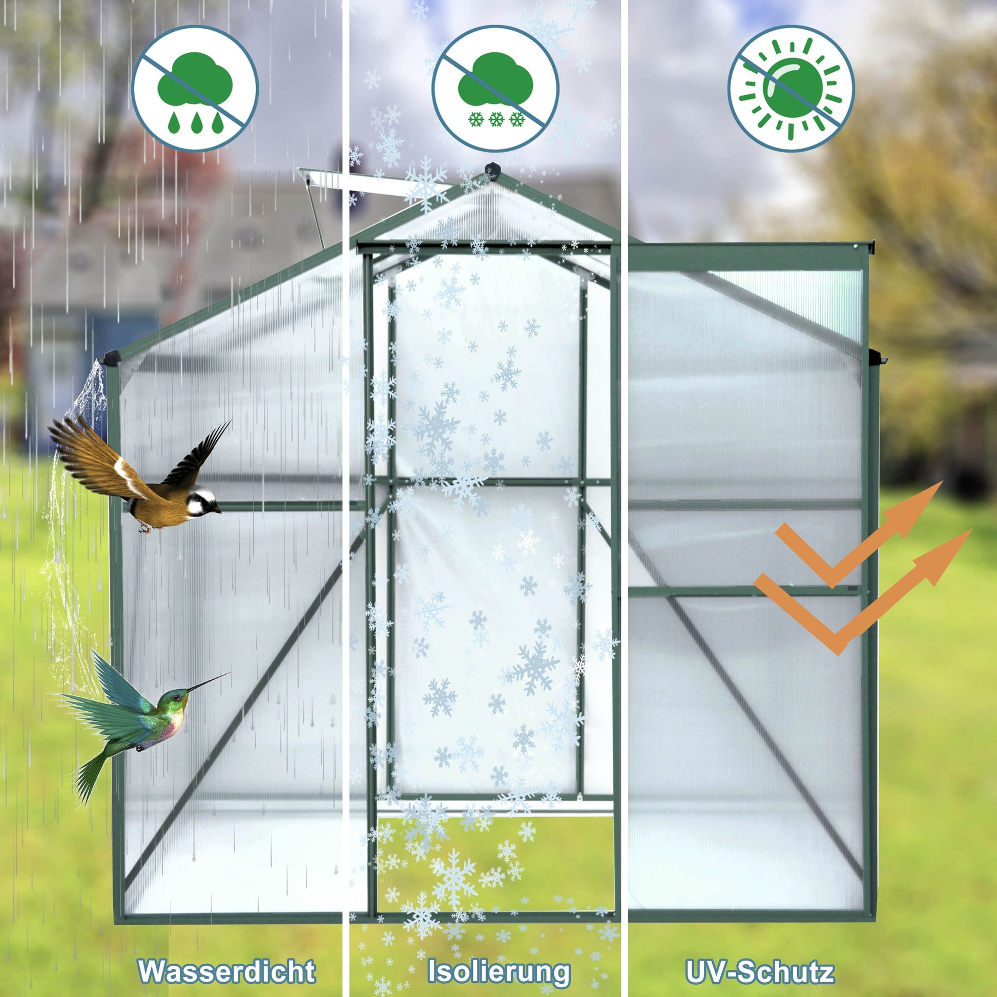Polycarbonate Greenhouse,6'x 8' Heavy Duty Walk-in Plant Garden Greenhouse for Backyard/Outdoor image 3