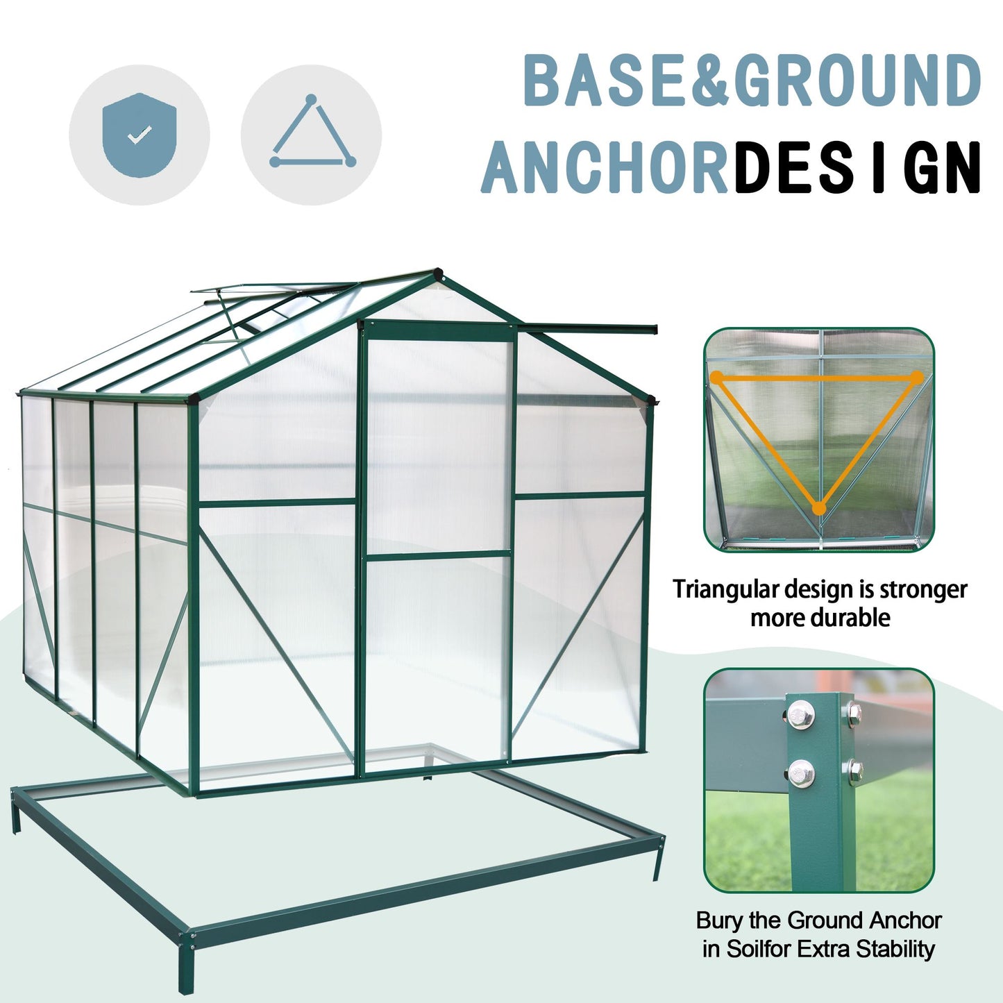 Polycarbonate Greenhouse,6'x 8' Heavy Duty Walk-in Plant Garden Greenhouse for Backyard/Outdoor image 5
