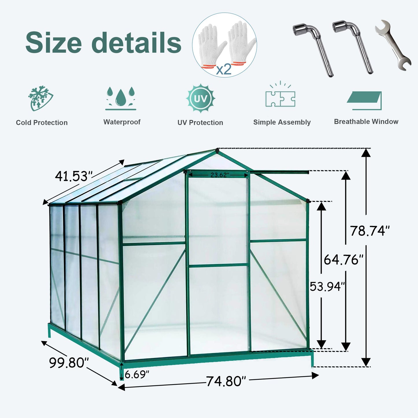 Polycarbonate Greenhouse,6'x 8' Heavy Duty Walk-in Plant Garden Greenhouse for Backyard/Outdoor image 2