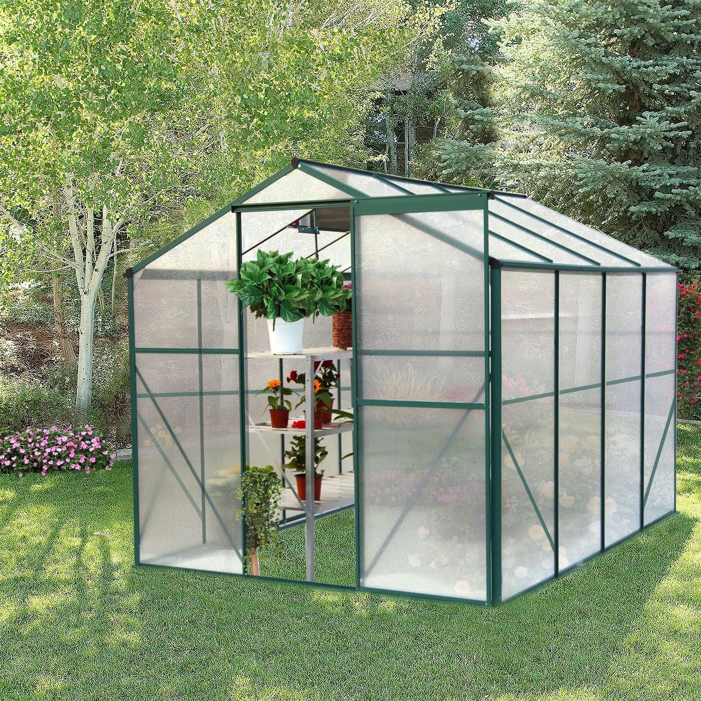 Polycarbonate Greenhouse,6'x 8' Heavy Duty Walk-in Plant Garden Greenhouse for Backyard/Outdoor image 8