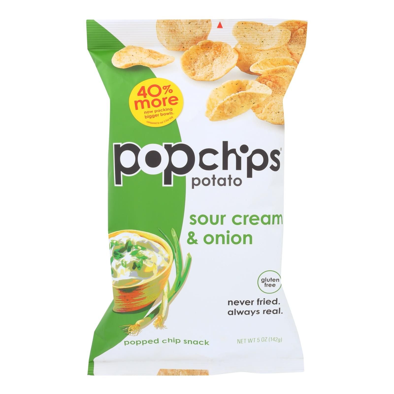 Popchips Potato Chip - Sour Cream - Onion - Case Of 12 - 5 Oz image 1