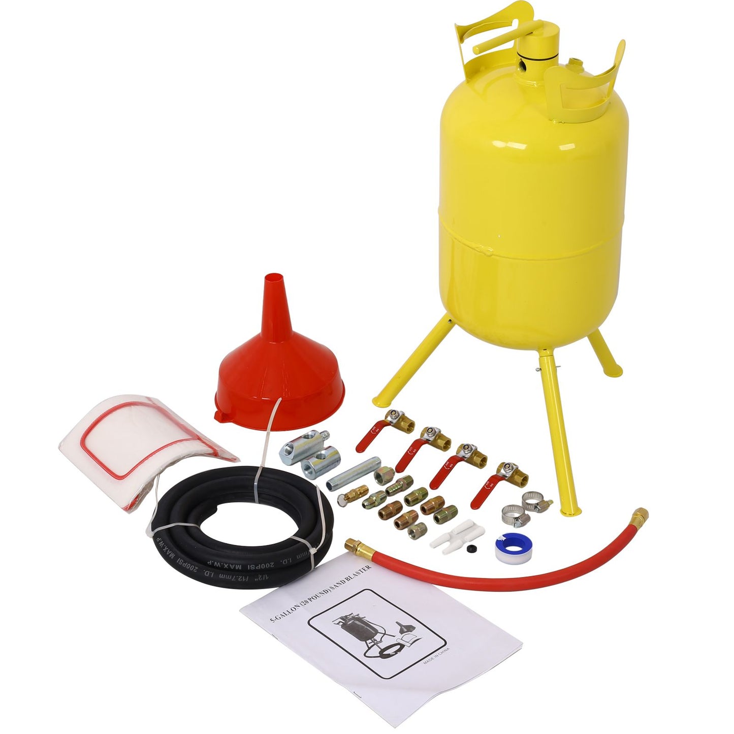 Portable 5-Gallons Air Sand Blaster Handle Sandblasting 5-Gal Air Media Abrasive Blasting Tank w/Blast Gun, yellow image 4