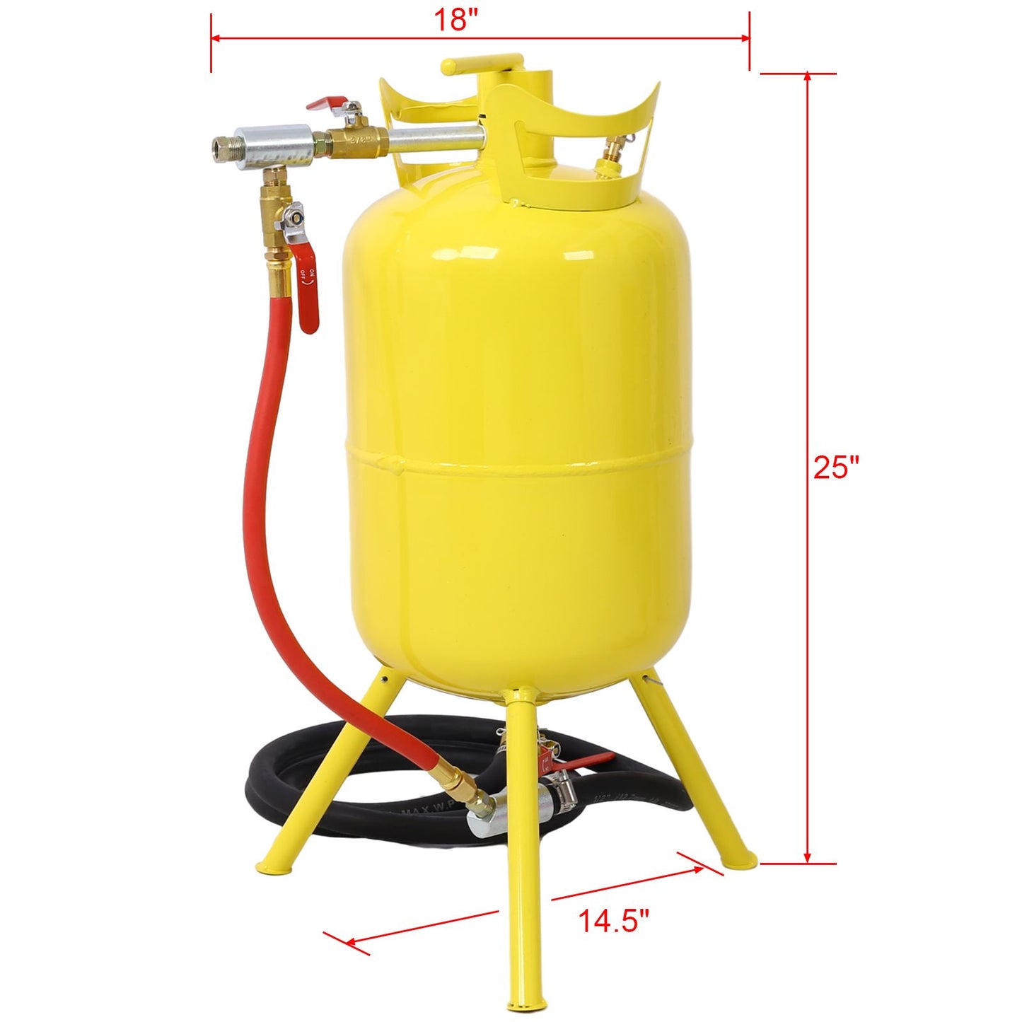 Portable 5-Gallons Air Sand Blaster Handle Sandblasting 5-Gal Air Media Abrasive Blasting Tank w/Blast Gun, yellow image 5