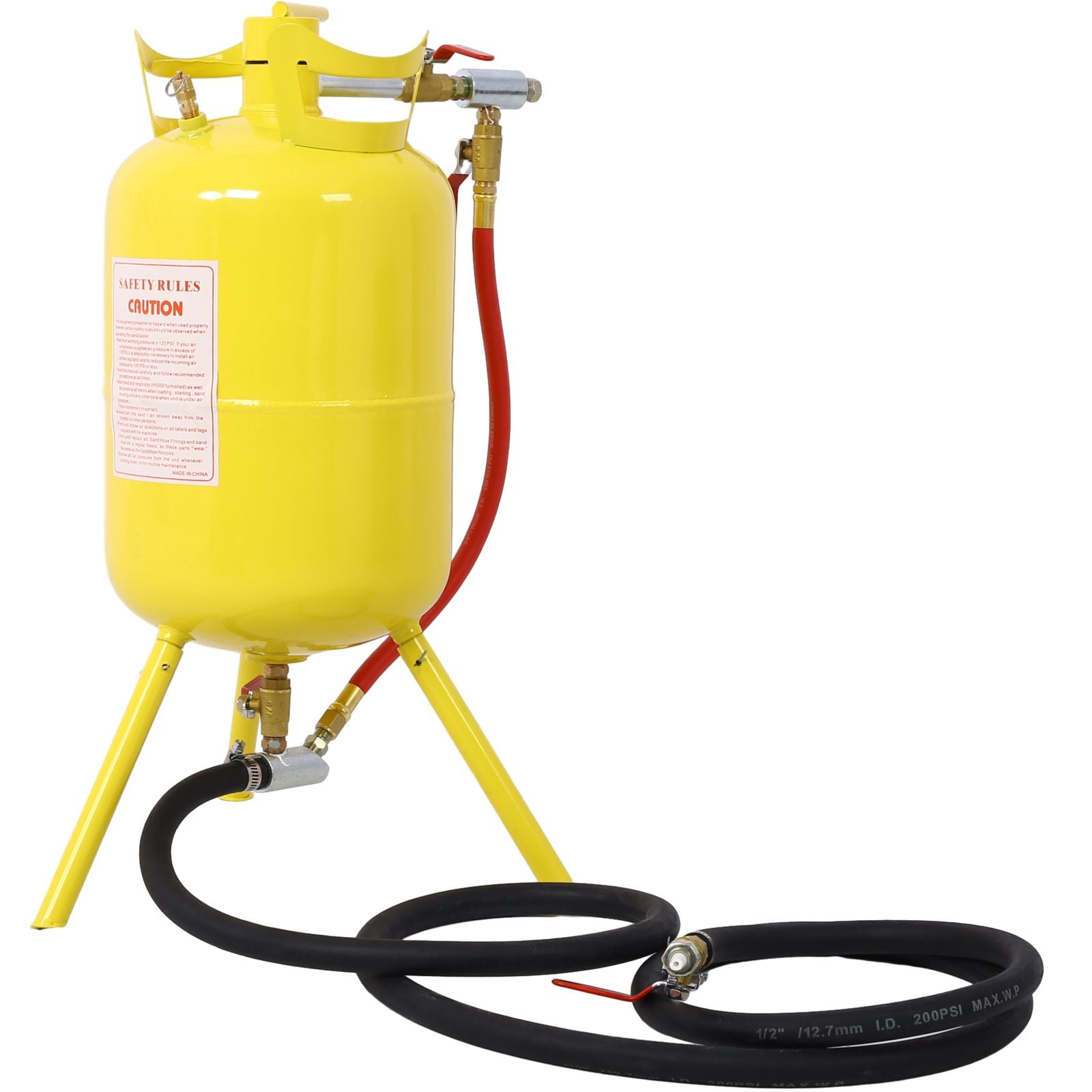 Portable 5-Gallons Air Sand Blaster Handle Sandblasting 5-Gal Air Media Abrasive Blasting Tank w/Blast Gun, yellow image 2