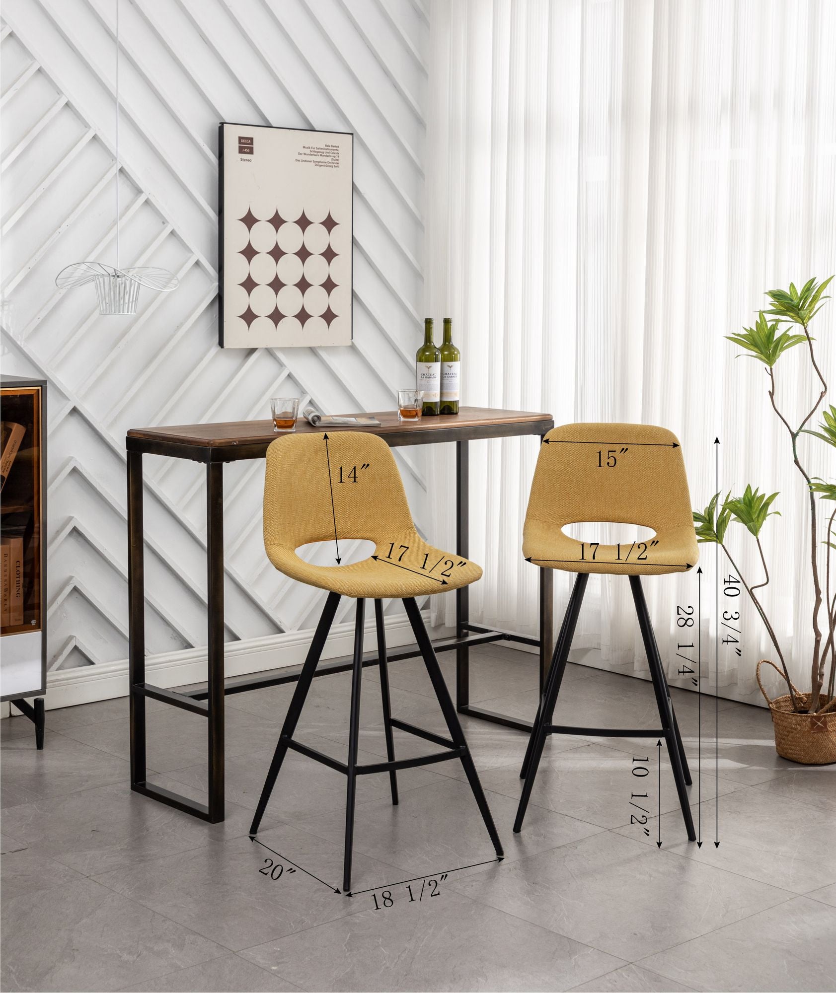 Porth Fabric Kitchen 28.25" Counter Height Stools, Set of 2, Gray image 17