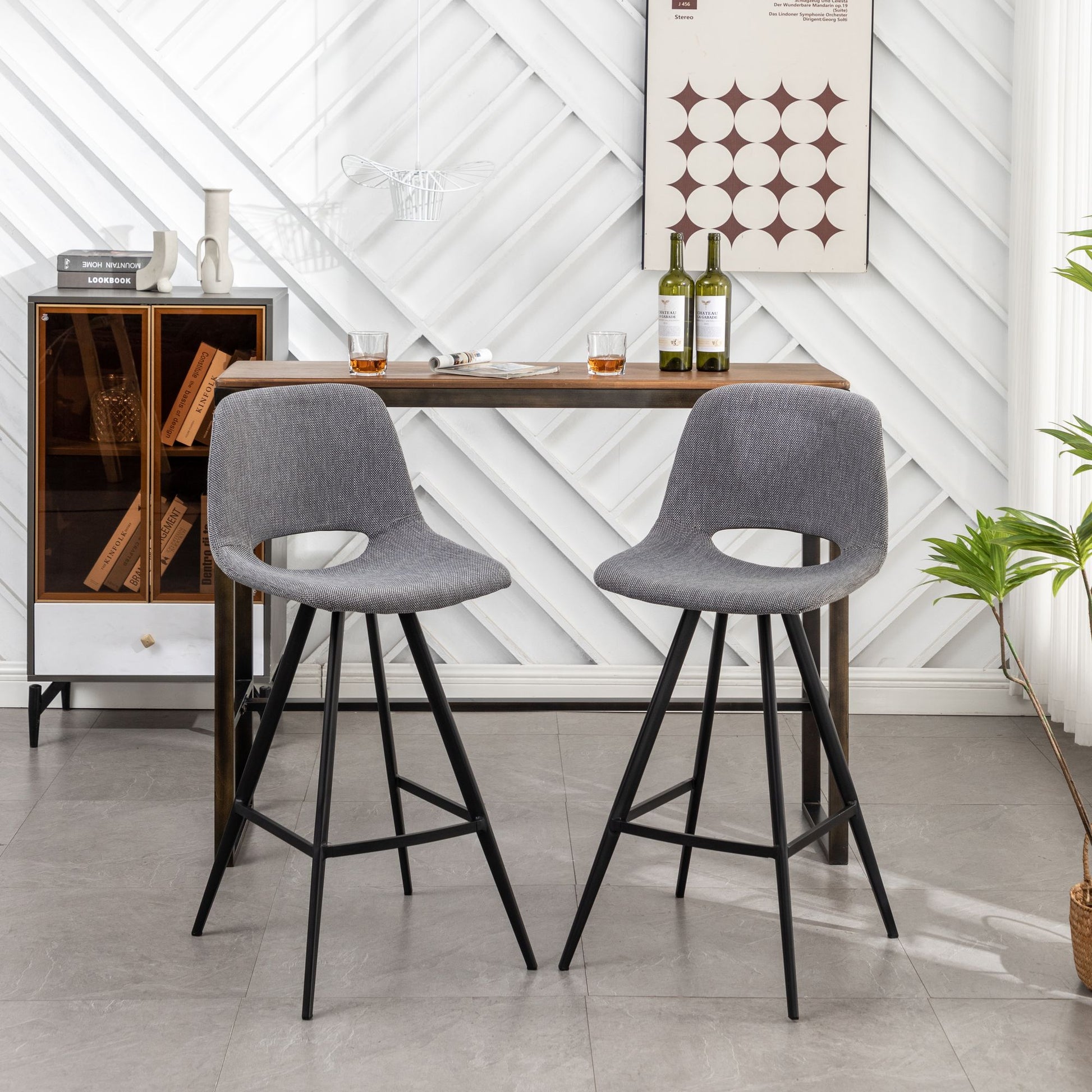 Porth Fabric Kitchen 28.25" Counter Height Stools, Set of 2, Gray image 5
