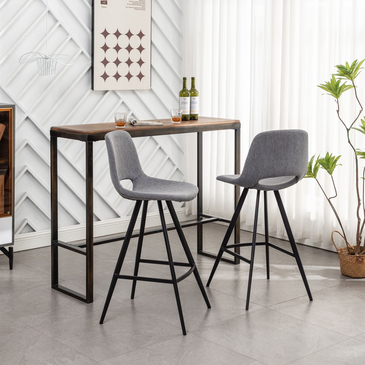 Porth Fabric Kitchen 28.25" Counter Height Stools, Set of 2, Gray image 3