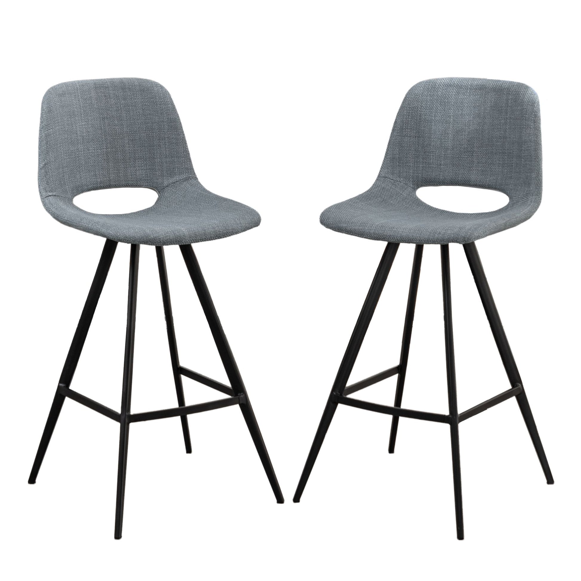 Porth Fabric Kitchen 28.25" Counter Height Stools, Set of 2, Gray image 16