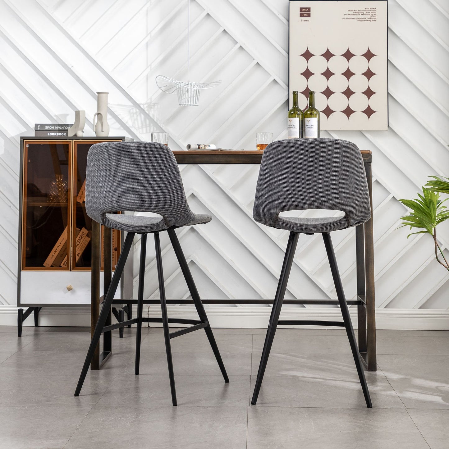 Porth Fabric Kitchen 28.25" Counter Height Stools, Set of 2, Gray image 6
