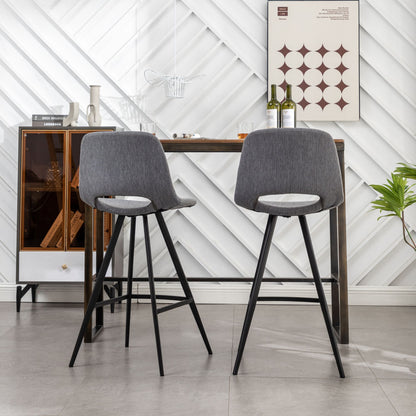 Porth Fabric Kitchen 28.25" Counter Height Stools, Set of 2, Gray image 6