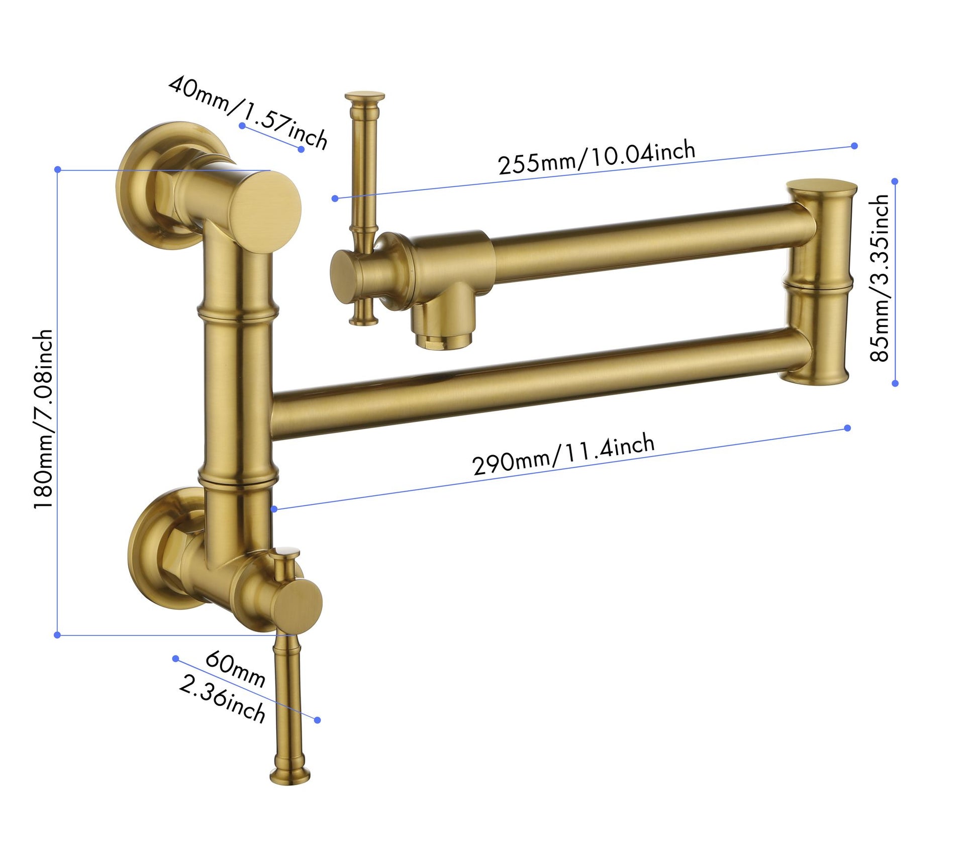Pot Filler Faucet Wall Mount Pot Filler Faucet, Modern Brass Pot Filler Two-Attachment Wall Mount Folding Kitchen Pot Fi image 10