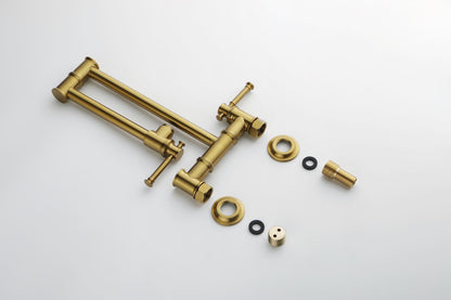 Pot Filler Faucet Wall Mount Pot Filler Faucet, Modern Brass Pot Filler Two-Attachment Wall Mount Folding Kitchen Pot Fi image 18