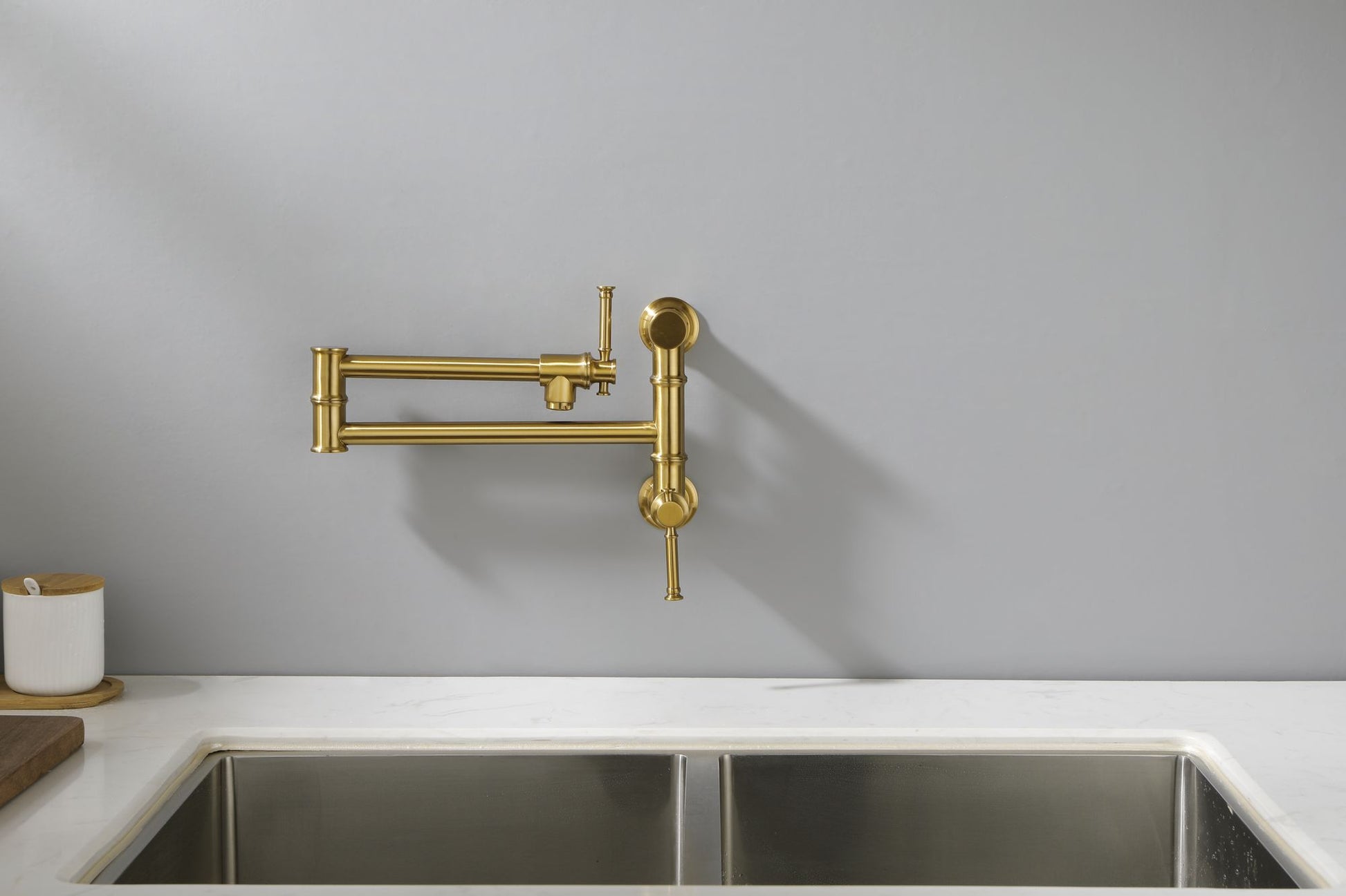 Pot Filler Faucet Wall Mount Pot Filler Faucet, Modern Brass Pot Filler Two-Attachment Wall Mount Folding Kitchen Pot Fi image 16