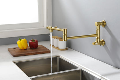 Pot Filler Faucet Wall Mount Pot Filler Faucet, Modern Brass Pot Filler Two-Attachment Wall Mount Folding Kitchen Pot Fi image 9
