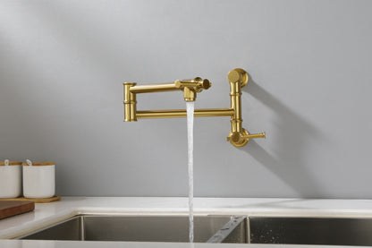 Pot Filler Faucet Wall Mount Pot Filler Faucet, Modern Brass Pot Filler Two-Attachment Wall Mount Folding Kitchen Pot Fi image 12