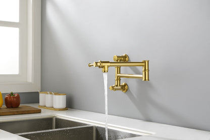Pot Filler Faucet Wall Mount Pot Filler Faucet, Modern Brass Pot Filler Two-Attachment Wall Mount Folding Kitchen Pot Fi image 20