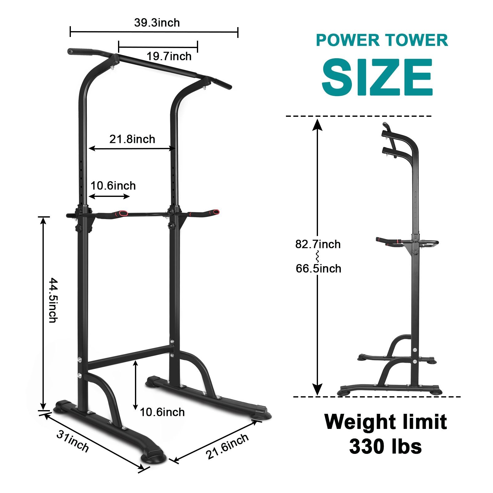 Power Tower Dip Station Adjustable Height Heavy Duty Multi-Function Fitness Training Equipment image 3