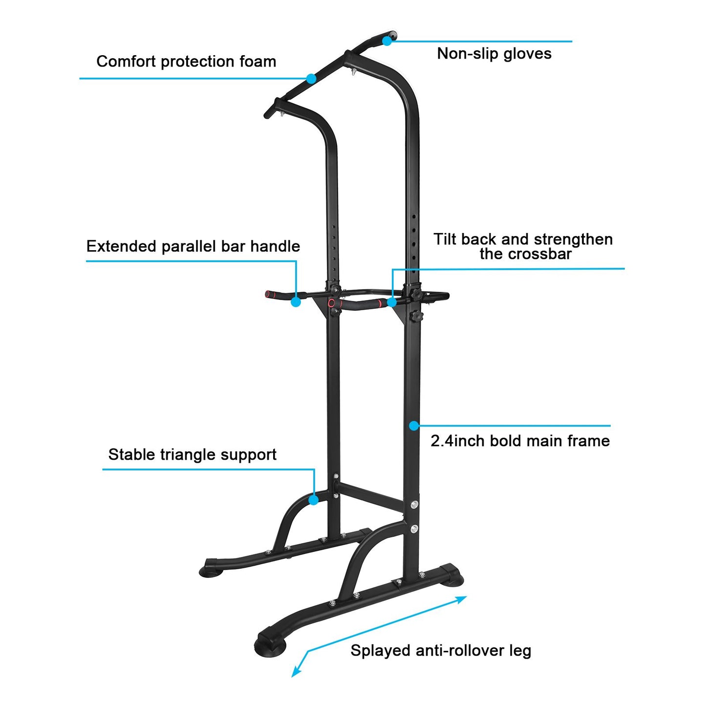 Power Tower Dip Station Adjustable Height Heavy Duty Multi-Function Fitness Training Equipment image 2
