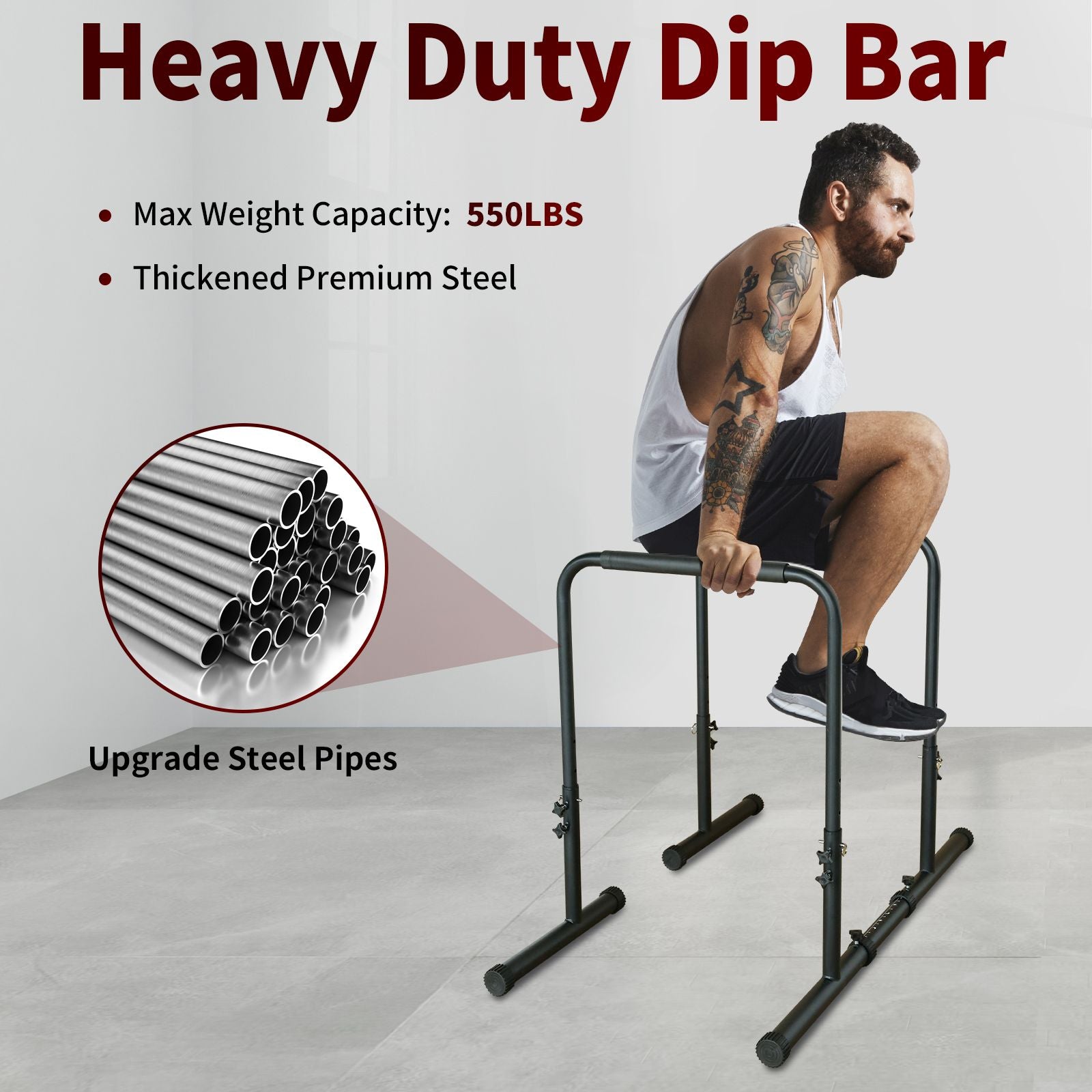 Power Tower Dip Station Pull Up Bar Stand Adjustable Height Heavy Duty Multi-Function Fitness Training Equipment image 6