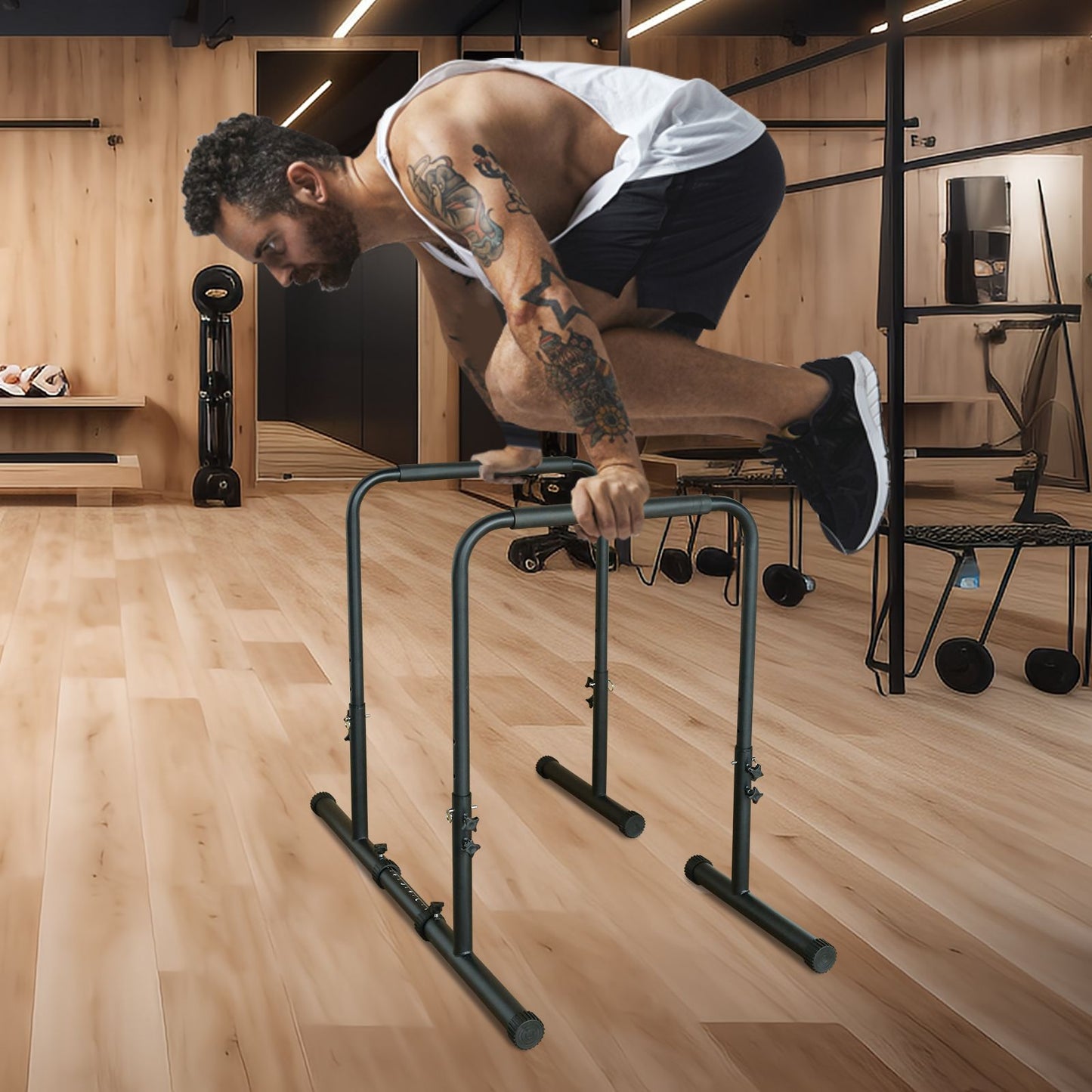 Power Tower Dip Station Pull Up Bar Stand Adjustable Height Heavy Duty Multi-Function Fitness Training Equipment image 9
