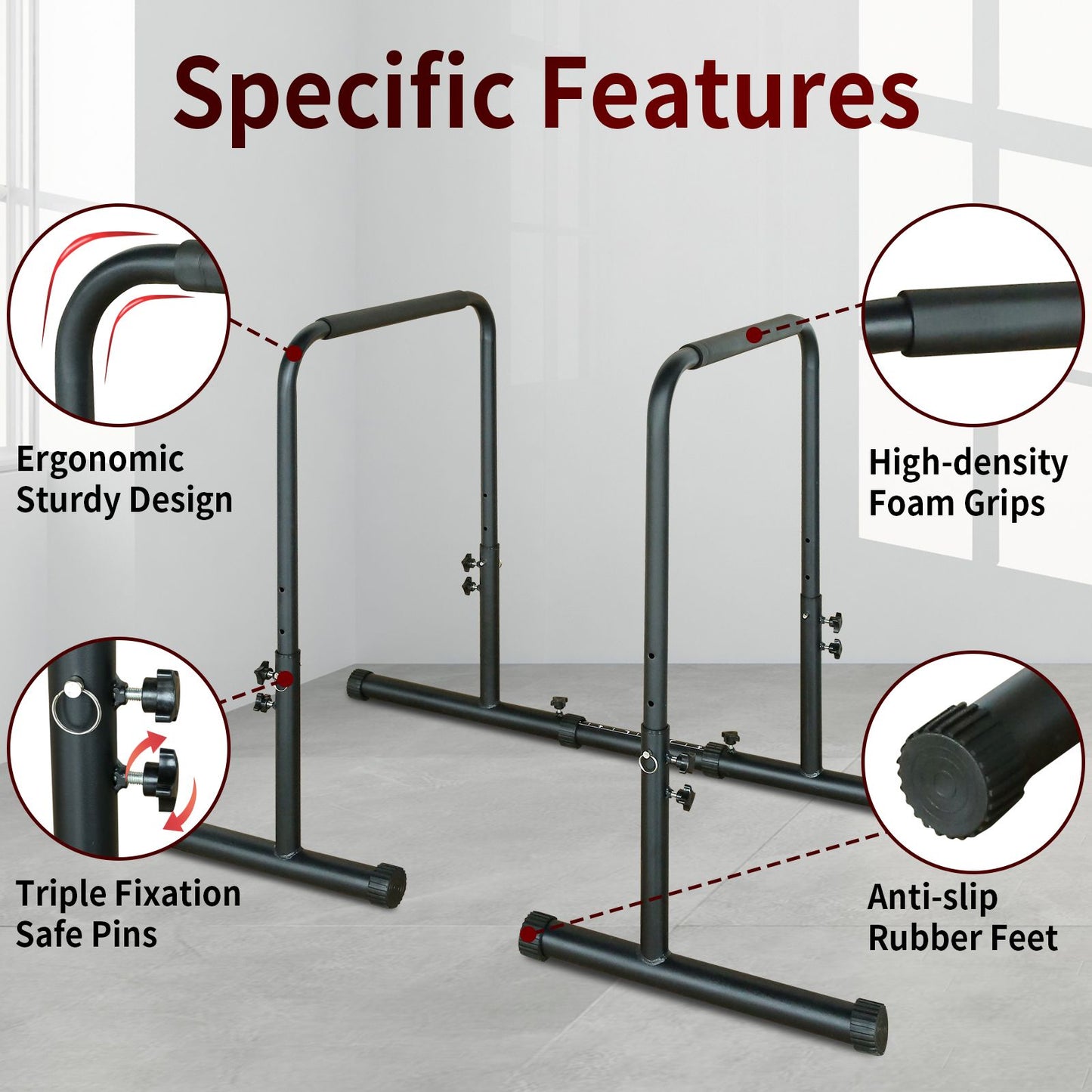 Power Tower Dip Station Pull Up Bar Stand Adjustable Height Heavy Duty Multi-Function Fitness Training Equipment image 5