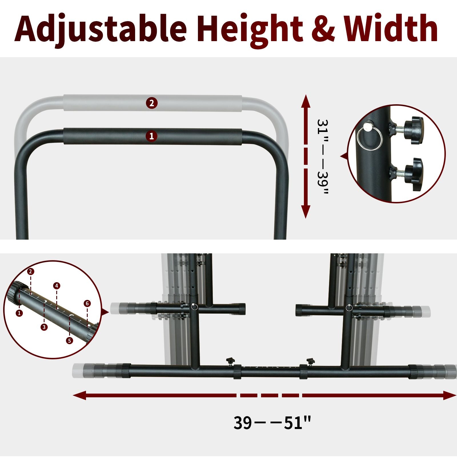 Power Tower Dip Station Pull Up Bar Stand Adjustable Height Heavy Duty Multi-Function Fitness Training Equipment image 4