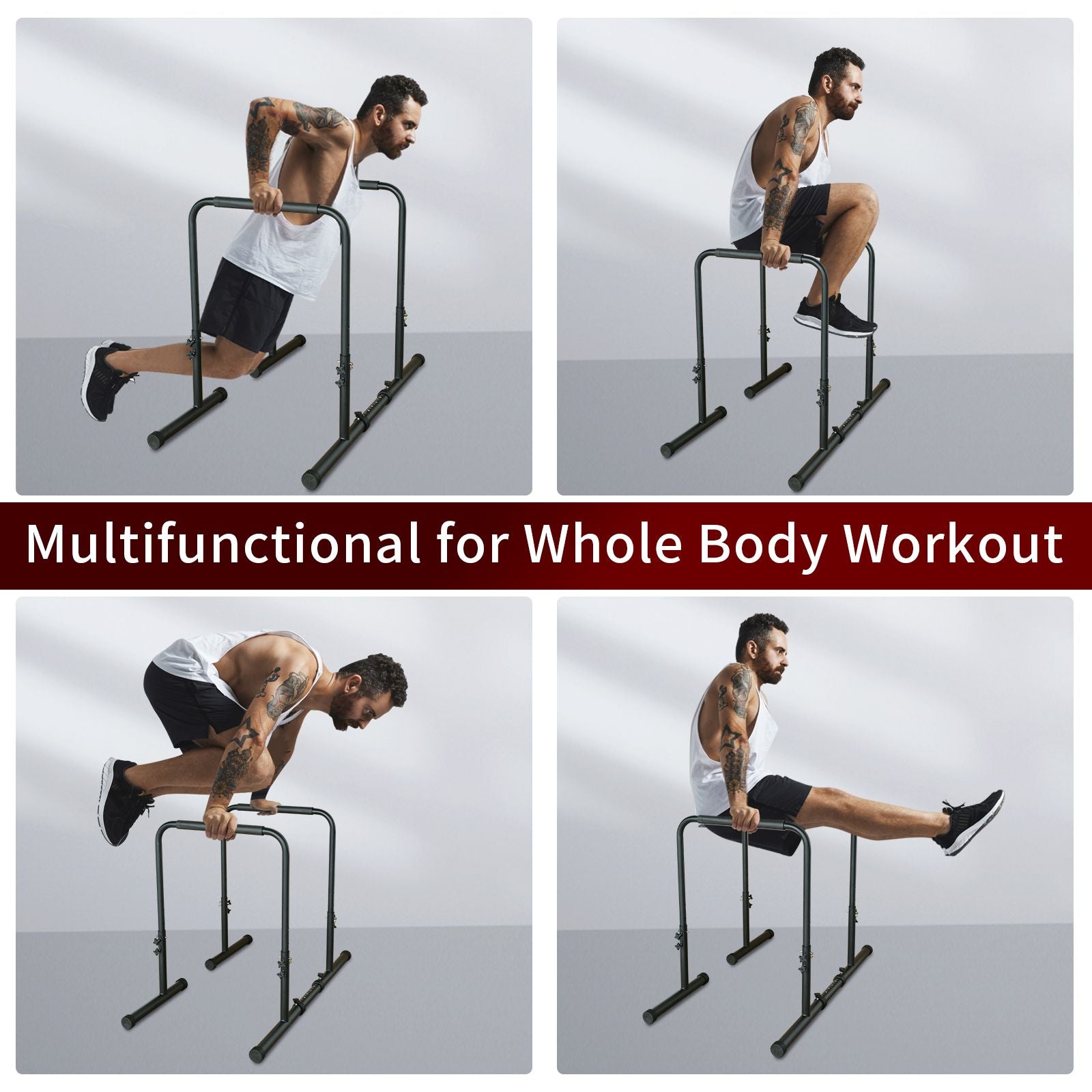 Power Tower Dip Station Pull Up Bar Stand Adjustable Height Heavy Duty Multi-Function Fitness Training Equipment image 7