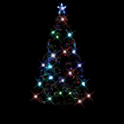 Pre-lit Christmas Tree Green and White 5 ft Fiber Optic image 2