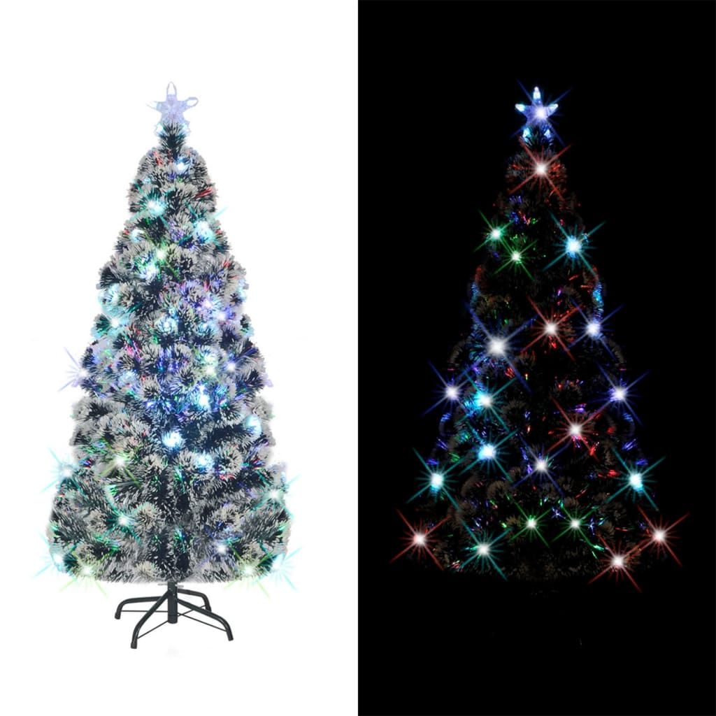 Pre-lit Christmas Tree Green and White 5 ft Fiber Optic image 1