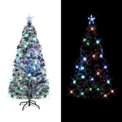 Pre-lit Christmas Tree Green and White 5 ft Fiber Optic image 1