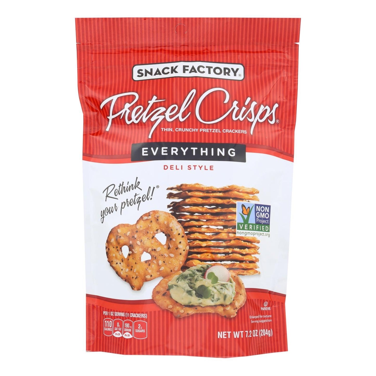 Pretzel Crisp Pretzel Crisps - Everything - Case Of 12 - 7.2 Oz. image 1